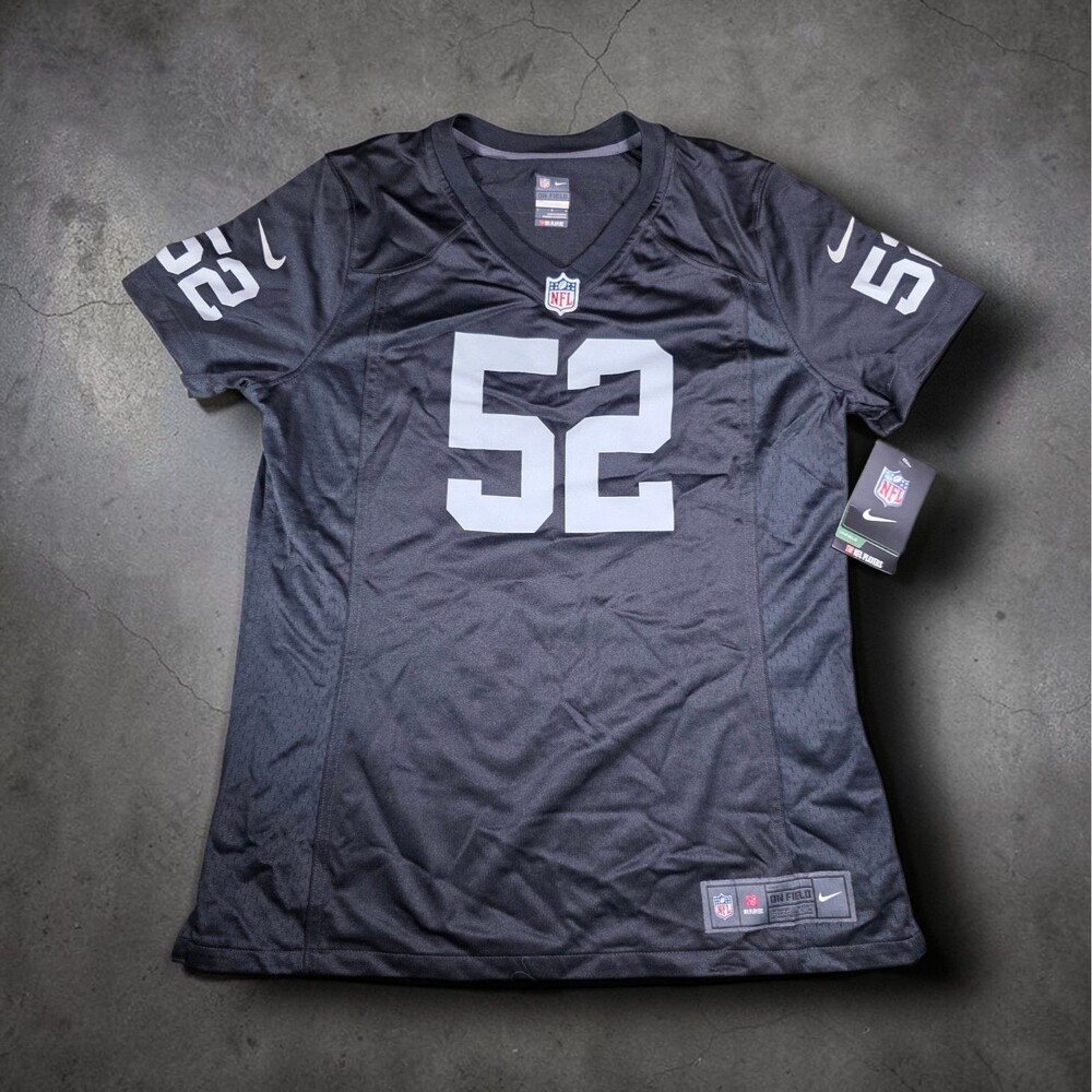 Nike Khalil Mack 52 Oakland Raiders Womens Large Jersey NWT NFL Black & Grey